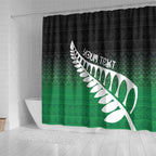 Green Silver Fern Spirit Taniko Tukutuku Personalised Shower Curtain