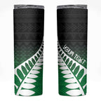 Green Silver Fern Spirit Taniko Tukutuku Personalised Skinny Tumbler