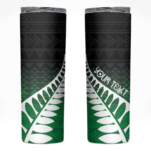 Green Silver Fern Spirit Taniko Tukutuku Personalised Skinny Tumbler