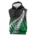 Green Silver Fern Spirit Taniko Tukutuku Personalised Sleeveless Zip Hoodie LT9