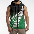 Green Silver Fern Spirit Taniko Tukutuku Personalised Sleeveless Zip Hoodie LT9