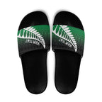 Green Silver Fern Spirit Taniko Tukutuku Personalised Slide Sandals - Aussie Hoodie
