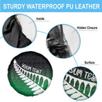 Green Silver Fern Spirit Taniko Tukutuku Personalised Spare Tire Cover
