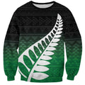 Green Silver Fern Spirit Taniko Tukutuku Personalised Sweatshirt