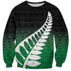 Green Silver Fern Spirit Taniko Tukutuku Personalised Sweatshirt