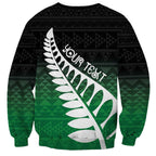 Green Silver Fern Spirit Taniko Tukutuku Personalised Sweatshirt