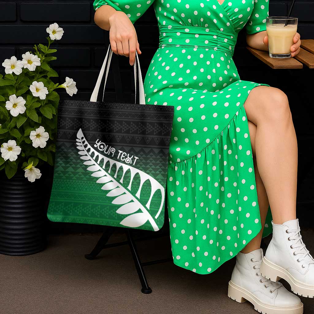 Green Silver Fern Spirit Taniko Tukutuku Personalised Tote Bag - Aussie Hoodie