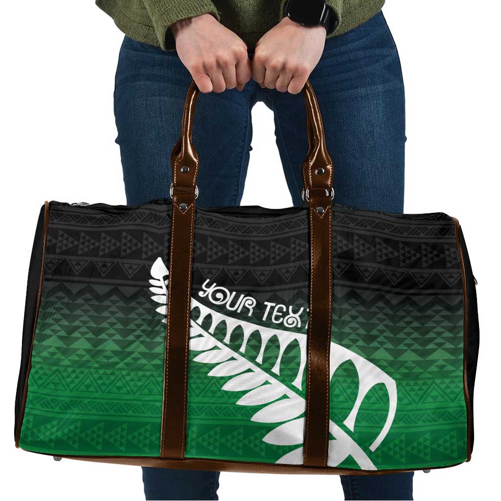 Green Silver Fern Spirit Taniko Tukutuku Personalised Travel Bag - Aussie Hoodie