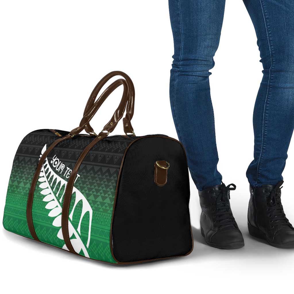 Green Silver Fern Spirit Taniko Tukutuku Personalised Travel Bag - Aussie Hoodie