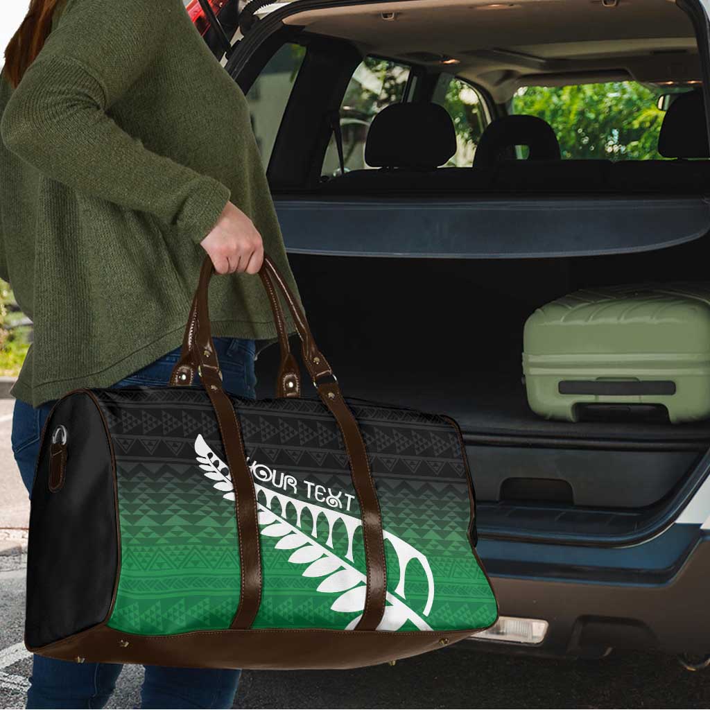 Green Silver Fern Spirit Taniko Tukutuku Personalised Travel Bag - Aussie Hoodie