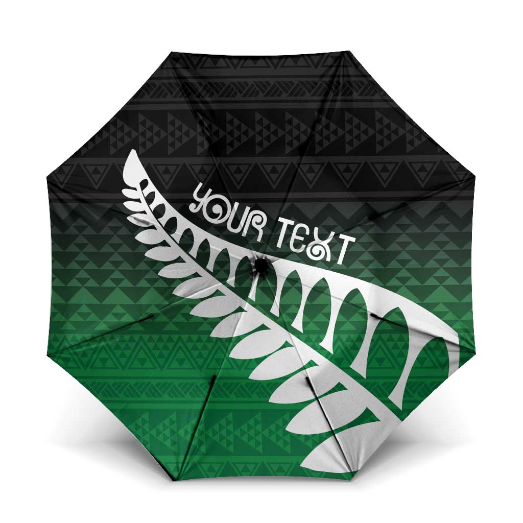 Green Silver Fern Spirit Taniko Tukutuku Personalised Umbrella - Aussie Hoodie
