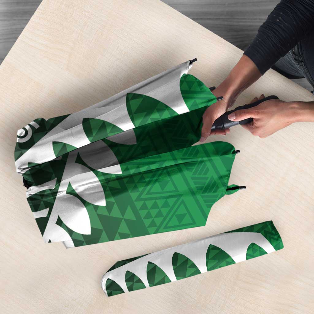 Green Silver Fern Spirit Taniko Tukutuku Personalised Umbrella - Aussie Hoodie
