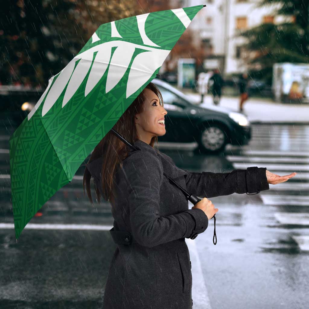 Green Silver Fern Spirit Taniko Tukutuku Personalised Umbrella - Aussie Hoodie