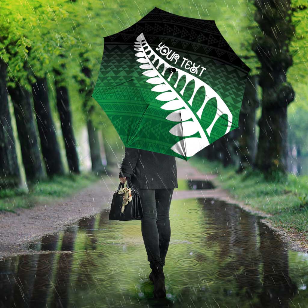 Green Silver Fern Spirit Taniko Tukutuku Personalised Umbrella - Aussie Hoodie