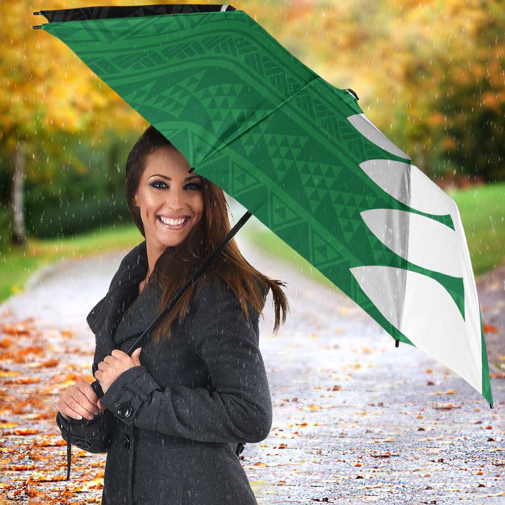 Green Silver Fern Spirit Taniko Tukutuku Personalised Umbrella - Aussie Hoodie