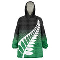 Green Silver Fern Spirit Taniko Tukutuku Personalised Wearable Blanket Hoodie