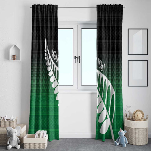 Green Silver Fern Spirit Taniko Tukutuku Personalised Window Curtain