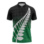 Green Silver Fern Spirit Taniko Tukutuku Personalised Zipper Polo Shirt - Aussie Hoodie