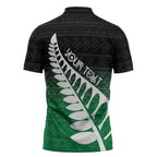 Green Silver Fern Spirit Taniko Tukutuku Personalised Zipper Polo Shirt - Aussie Hoodie