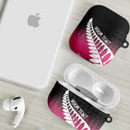Pink Silver Fern Spirit Taniko Tukutuku Personalised AirPods Case - Aussie Hoodie