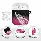 Pink Silver Fern Spirit Taniko Tukutuku Personalised AirPods Case - Aussie Hoodie