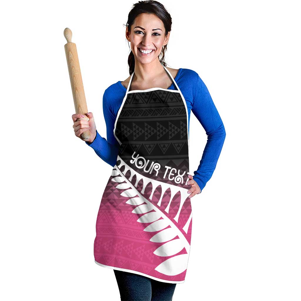Pink Silver Fern Spirit Taniko Tukutuku Personalised Apron - Aussie Hoodie