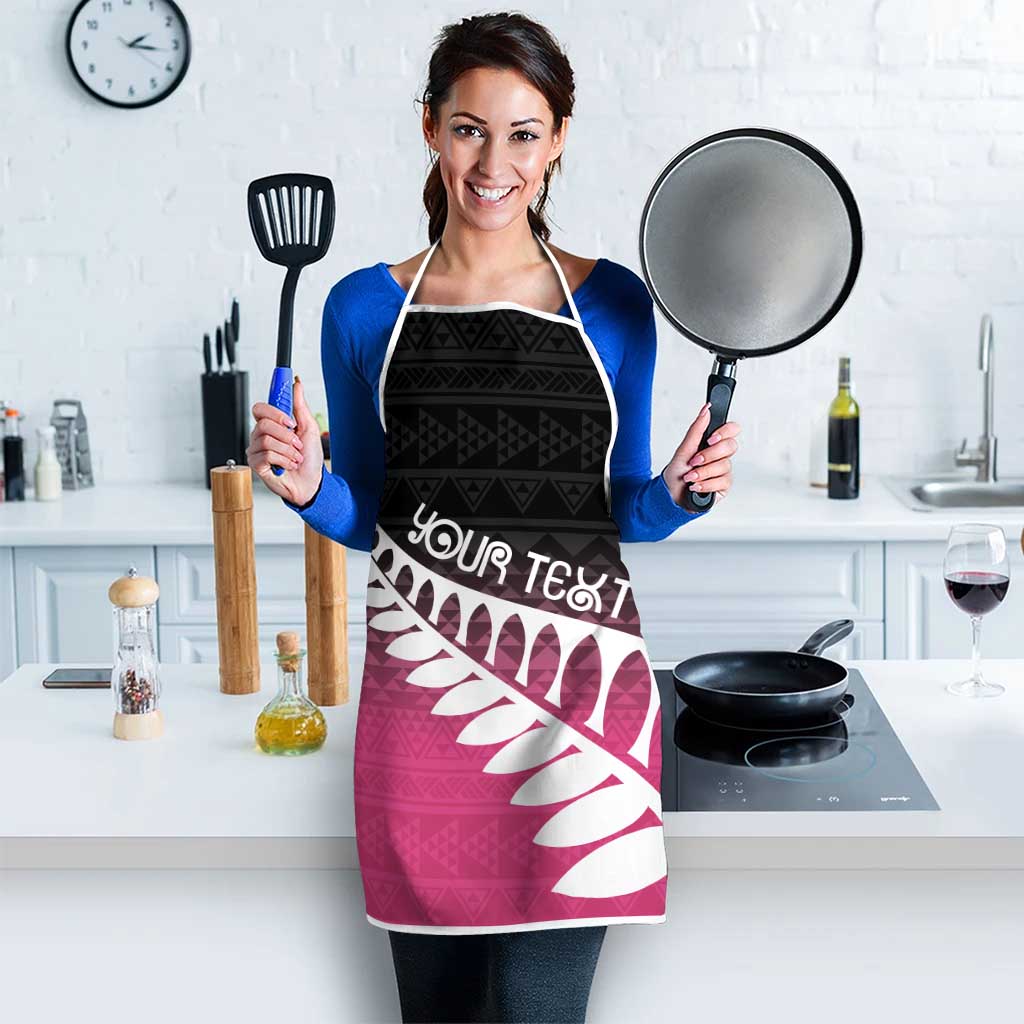 Pink Silver Fern Spirit Taniko Tukutuku Personalised Apron - Aussie Hoodie