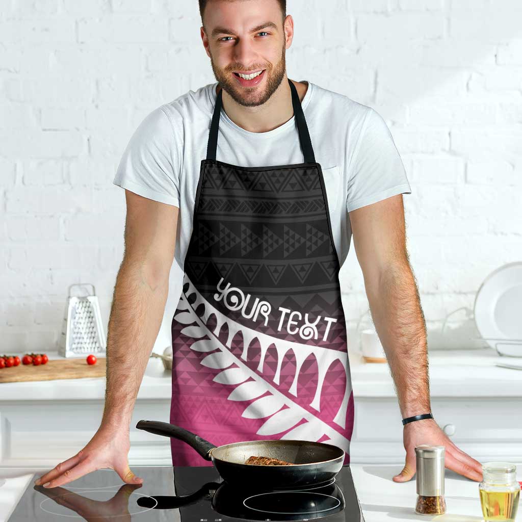 Pink Silver Fern Spirit Taniko Tukutuku Personalised Apron - Aussie Hoodie