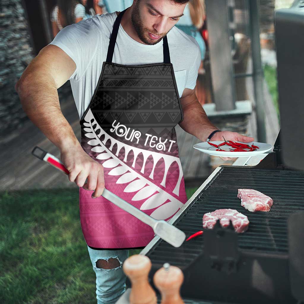 Pink Silver Fern Spirit Taniko Tukutuku Personalised Apron - Aussie Hoodie
