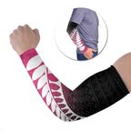 Pink Silver Fern Spirit Taniko Tukutuku Personalised Arm Sleeves - Aussie Hoodie