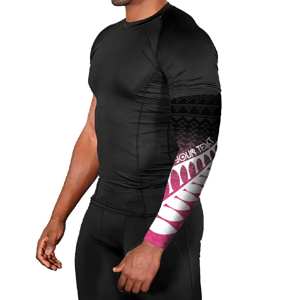 Pink Silver Fern Spirit Taniko Tukutuku Personalised Arm Sleeves - Aussie Hoodie