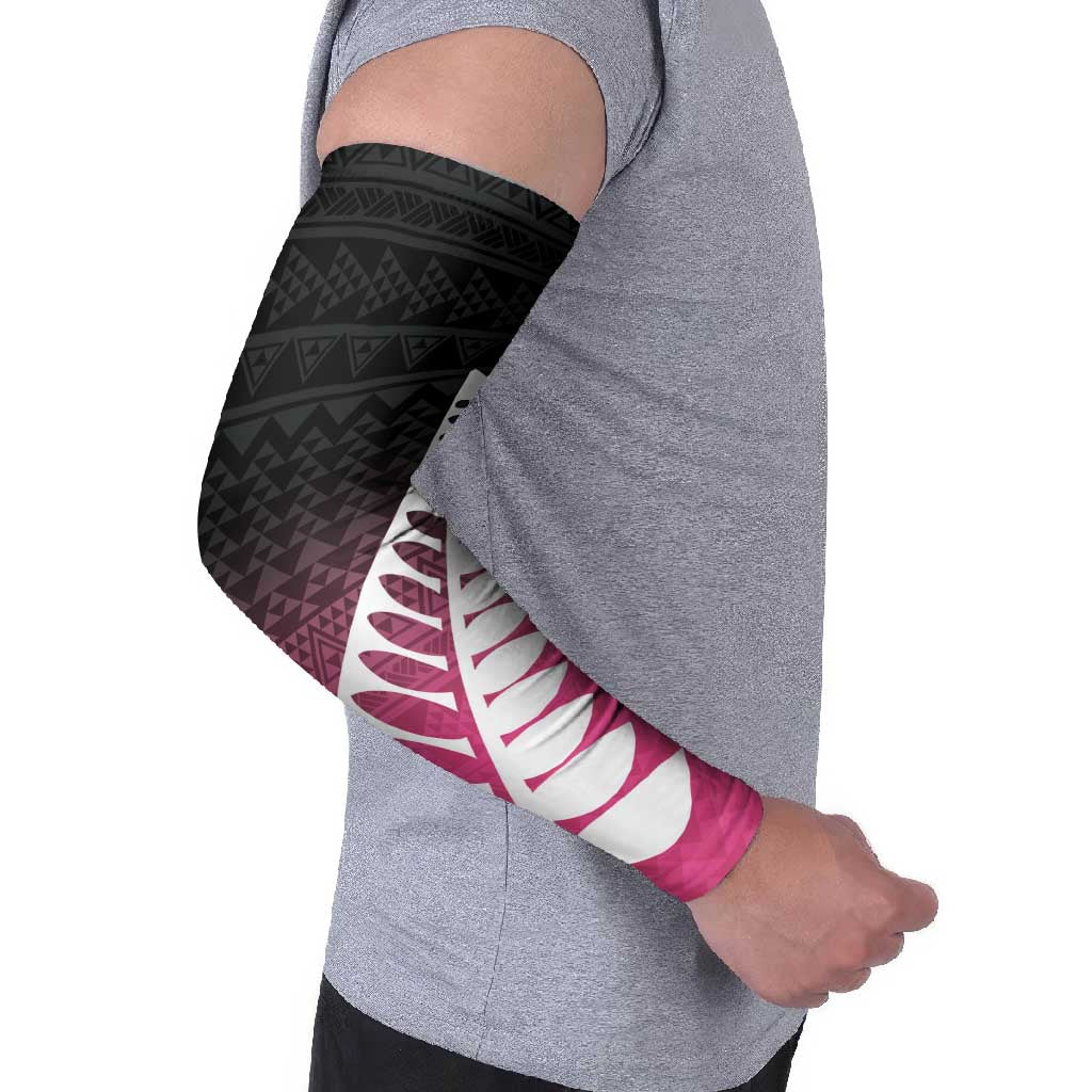 Pink Silver Fern Spirit Taniko Tukutuku Personalised Arm Sleeves - Aussie Hoodie