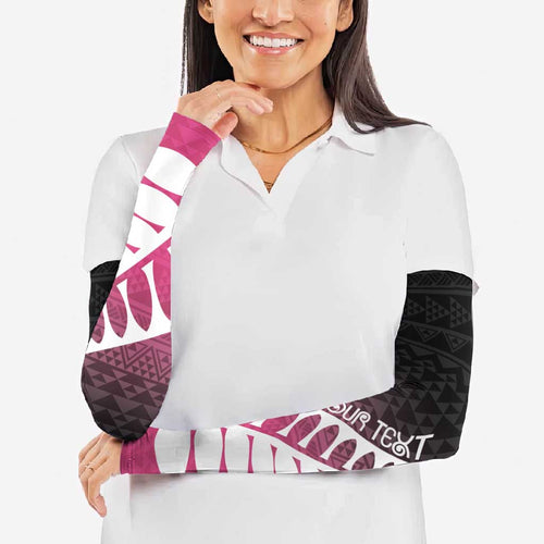 Pink Silver Fern Spirit Taniko Tukutuku Personalised Arm Sleeves - Aussie Hoodie