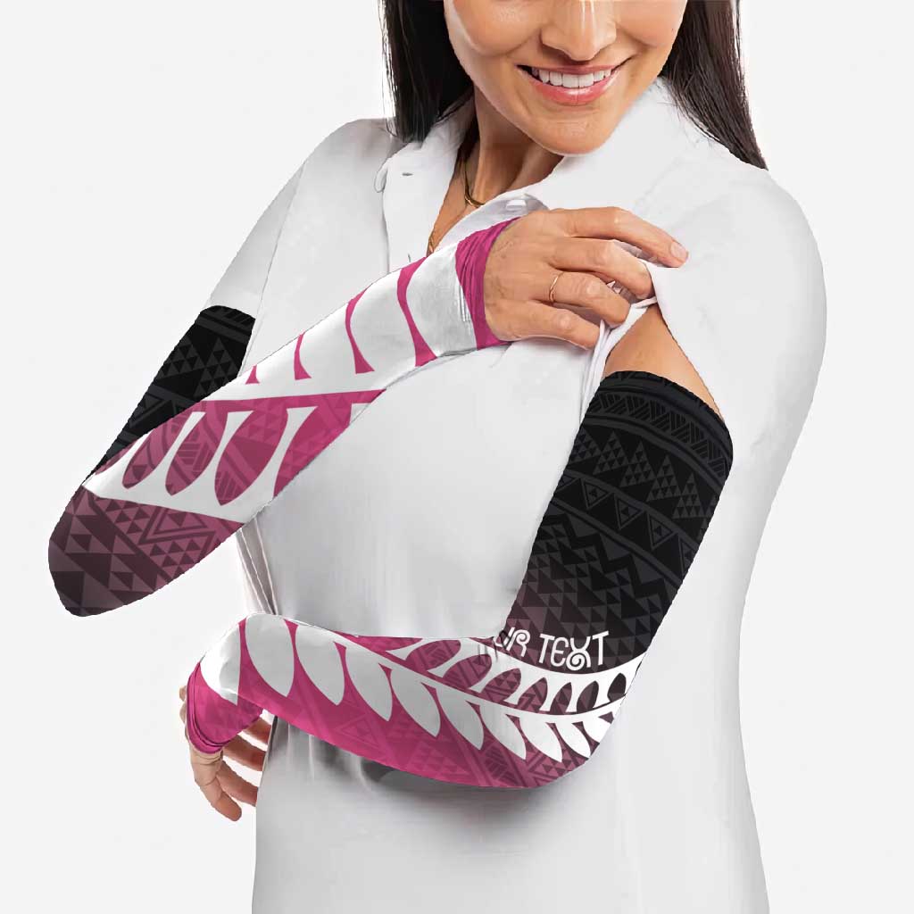 Pink Silver Fern Spirit Taniko Tukutuku Personalised Arm Sleeves - Aussie Hoodie