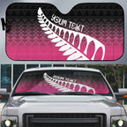 Pink Silver Fern Spirit Taniko Tukutuku Personalised Auto Sun Shade - Aussie Hoodie