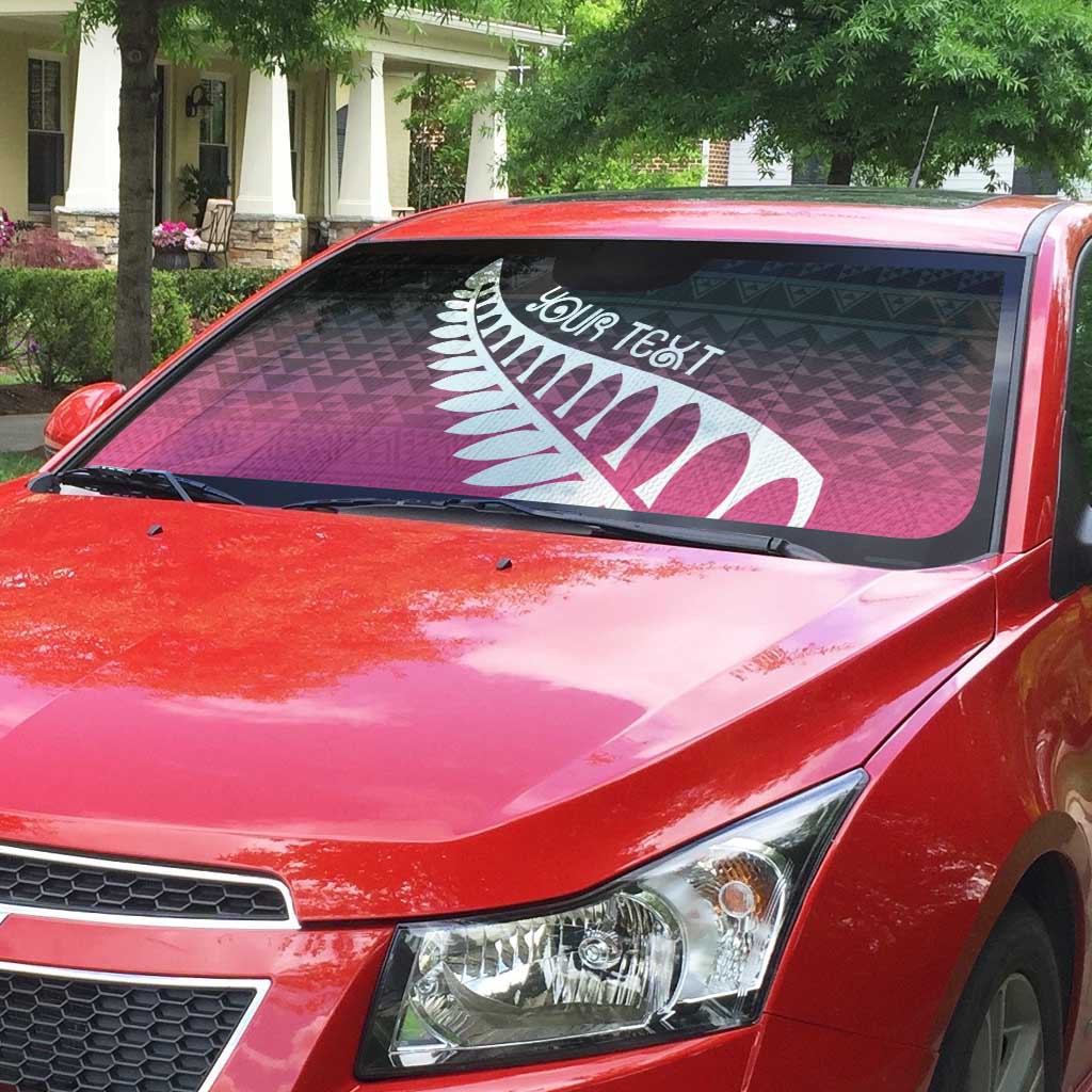 Pink Silver Fern Spirit Taniko Tukutuku Personalised Auto Sun Shade - Aussie Hoodie