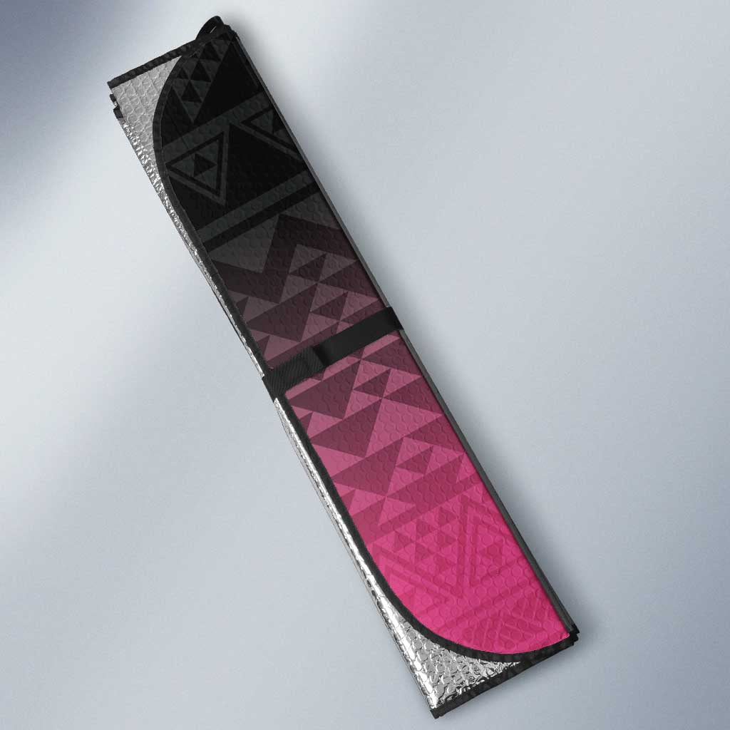 Pink Silver Fern Spirit Taniko Tukutuku Personalised Auto Sun Shade - Aussie Hoodie