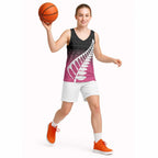 Pink Silver Fern Spirit Taniko Tukutuku Personalised Basketball Jersey - Aussie Hoodie