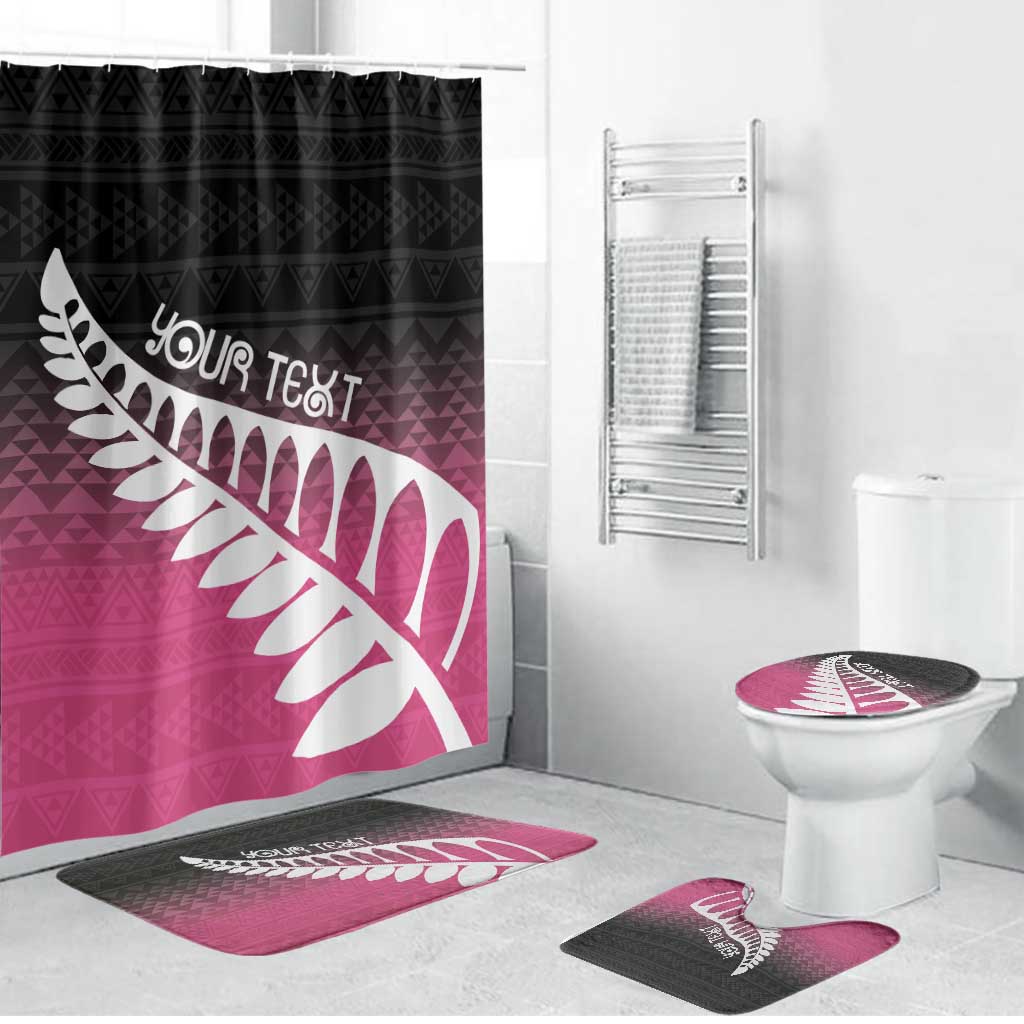 Pink Silver Fern Spirit Taniko Tukutuku Personalised Bathroom Set - Aussie Hoodie