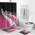 Pink Silver Fern Spirit Taniko Tukutuku Personalised Bathroom Set - Aussie Hoodie
