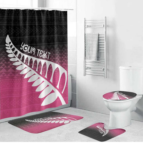 Pink Silver Fern Spirit Taniko Tukutuku Personalised Bathroom Set - Aussie Hoodie
