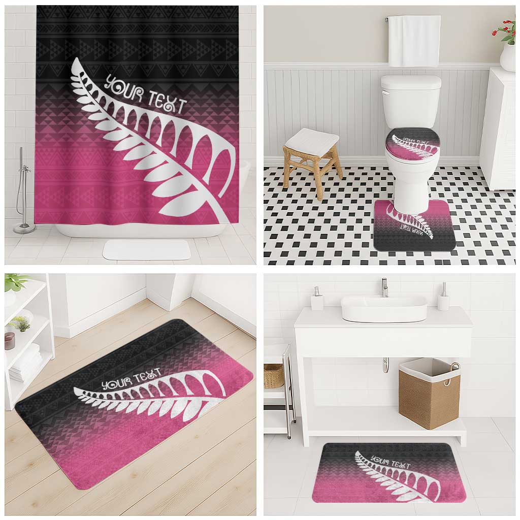 Pink Silver Fern Spirit Taniko Tukutuku Personalised Bathroom Set - Aussie Hoodie