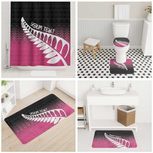 Pink Silver Fern Spirit Taniko Tukutuku Personalised Bathroom Set - Aussie Hoodie