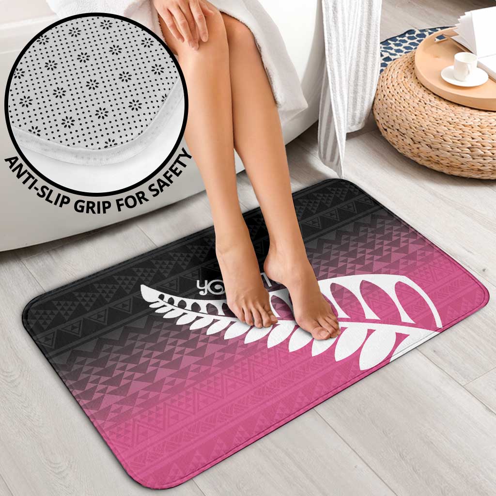 Pink Silver Fern Spirit Taniko Tukutuku Personalised Bathroom Set - Aussie Hoodie