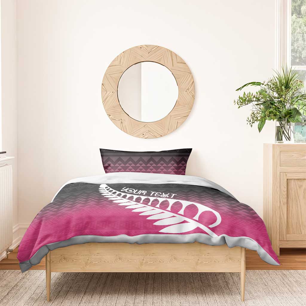 Pink Silver Fern Spirit Taniko Tukutuku Personalised Bedding Set