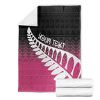 Pink Silver Fern Spirit Taniko Tukutuku Personalised Blanket