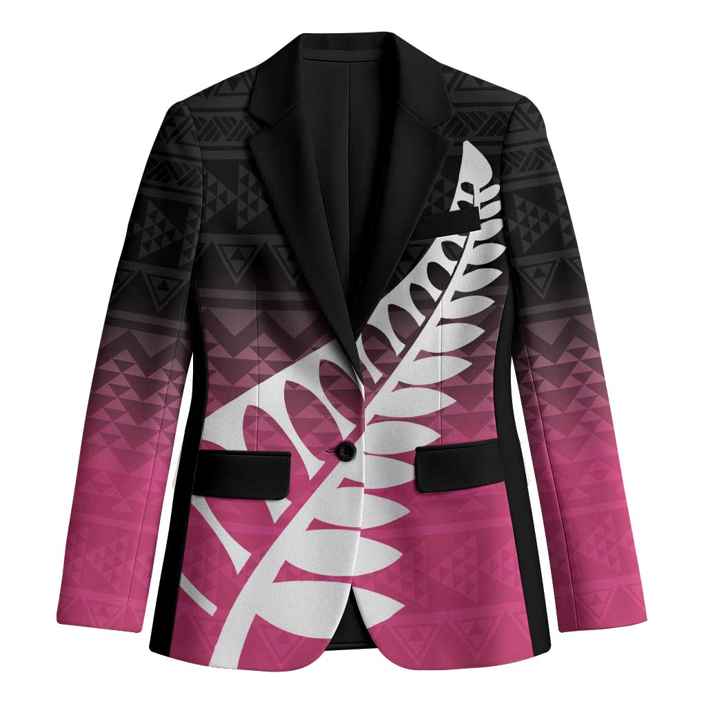 Pink Silver Fern Spirit Taniko Tukutuku Personalised Blazer - Aussie Hoodie