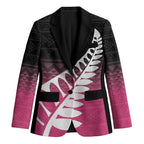 Pink Silver Fern Spirit Taniko Tukutuku Personalised Blazer - Aussie Hoodie