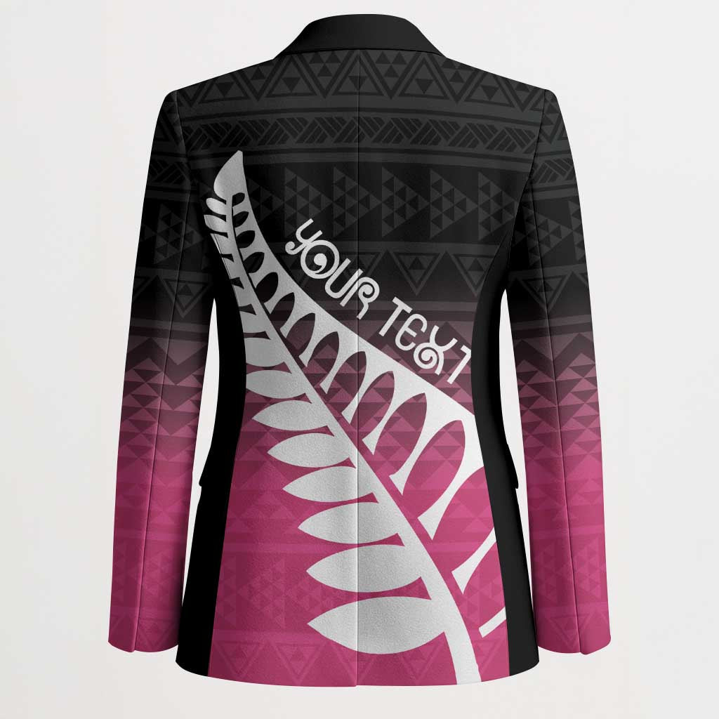 Pink Silver Fern Spirit Taniko Tukutuku Personalised Blazer - Aussie Hoodie
