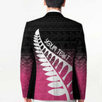 Pink Silver Fern Spirit Taniko Tukutuku Personalised Blazer - Aussie Hoodie